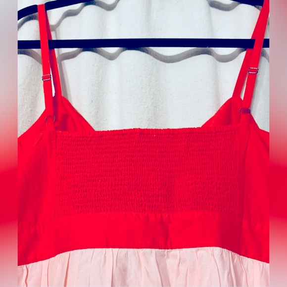 (Size 12) J. Crew Red Blue Colorblock Tie-Front Cutout Midi Dress - Picture 4 of 4